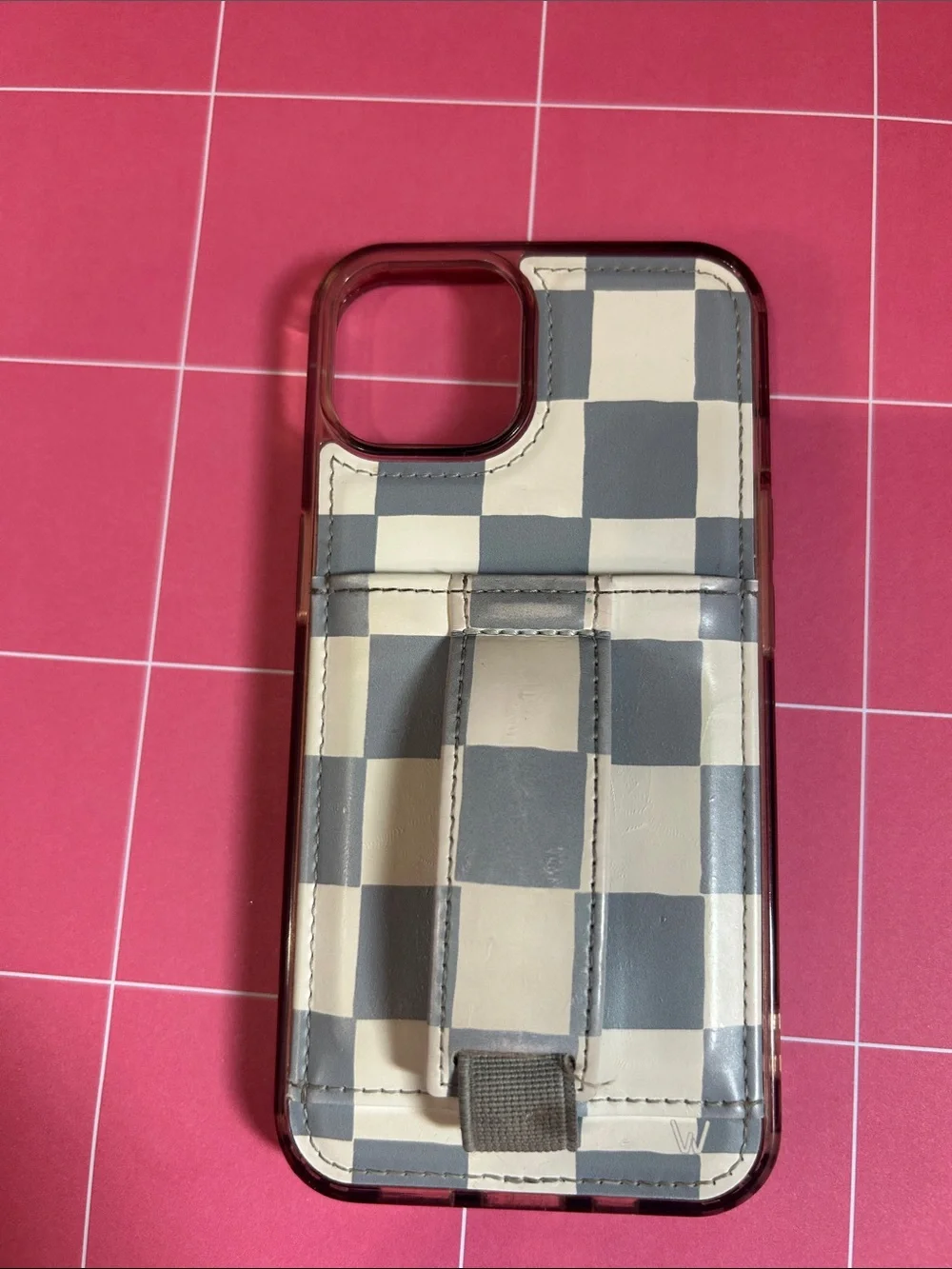 Walli Checkered Blue & White Phone Case with Card Pocket